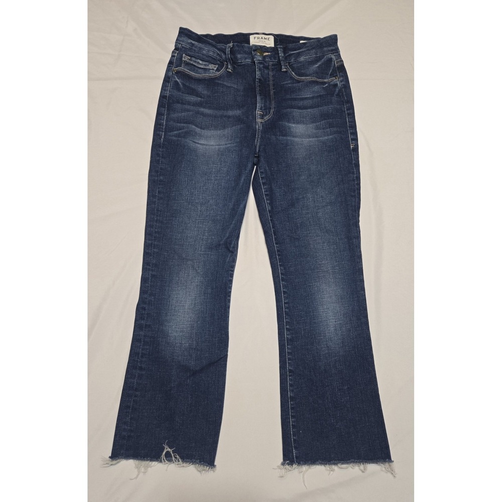 Frame Denim Le Crop Mini Boot Cut Womens Blue Mid Rise Jeans Size 27 Stretch